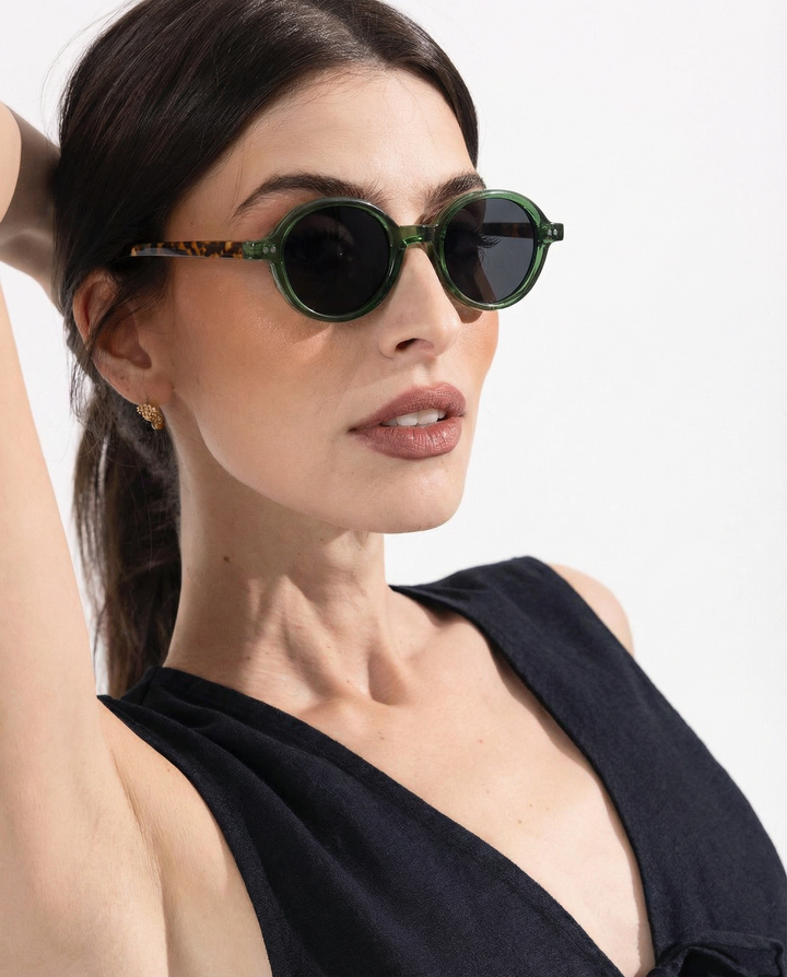 Deep Tint Round Acetate Sunglasses
