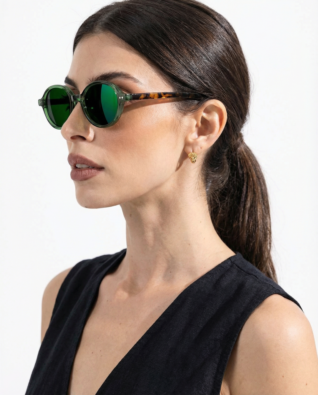 Deep Tint Round Acetate Sunglasses