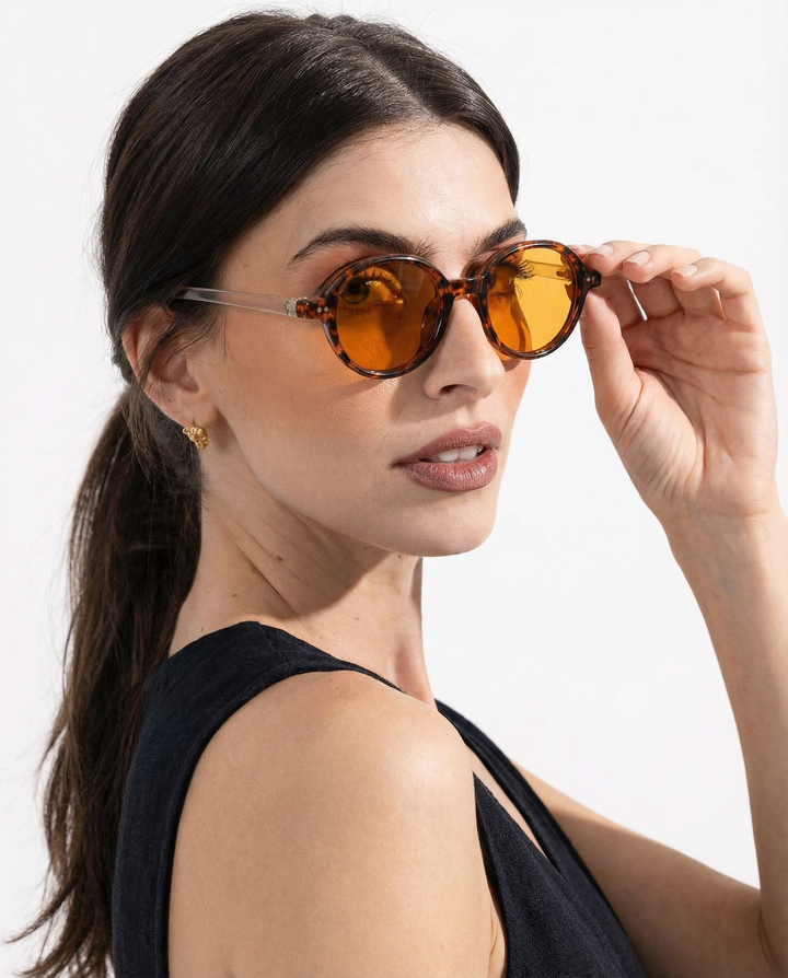 Deep Tint Round Acetate Sunglasses