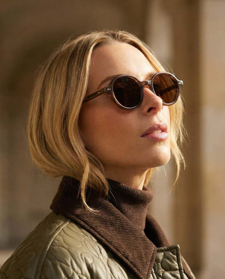 Deep Tint Round Acetate Sunglasses