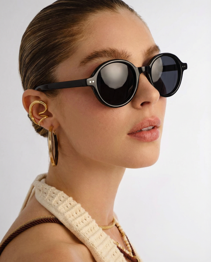 Deep Tint Round Acetate Sunglasses