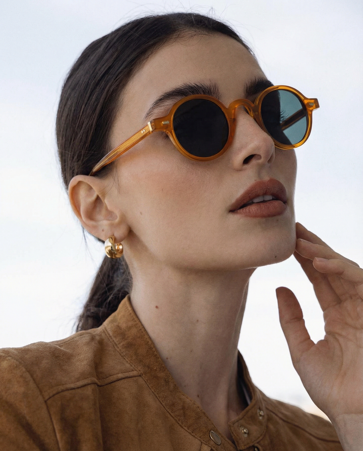 Translucent Round Acetate Sunglasses