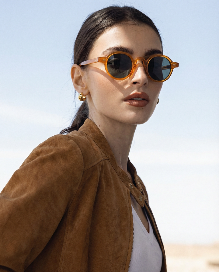 Translucent Round Acetate Sunglasses