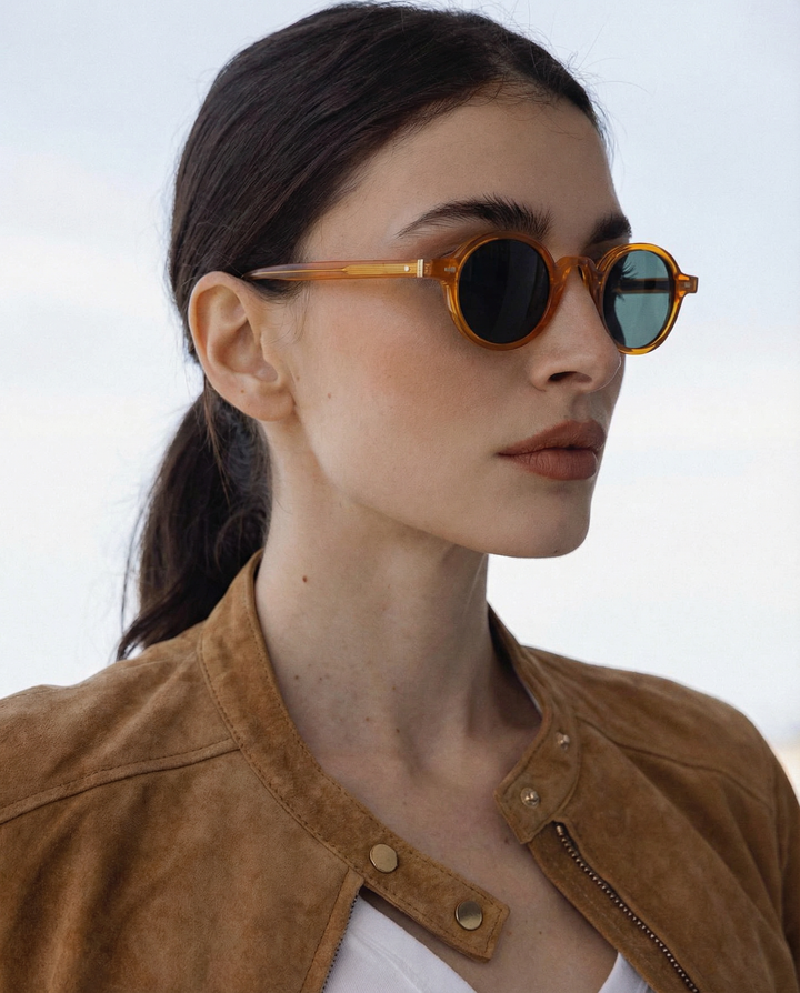 Translucent Round Acetate Sunglasses