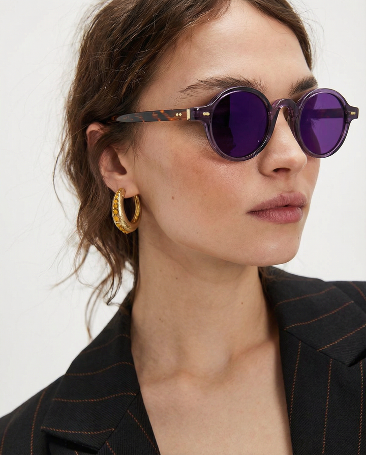 Translucent Round Acetate Sunglasses
