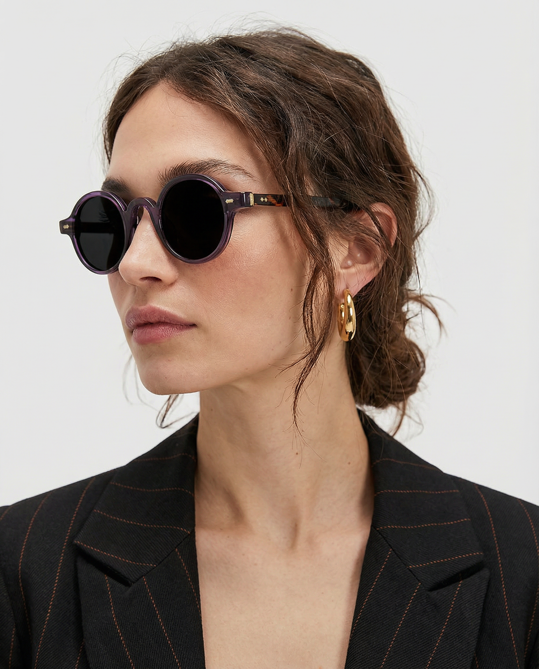 Translucent Round Acetate Sunglasses