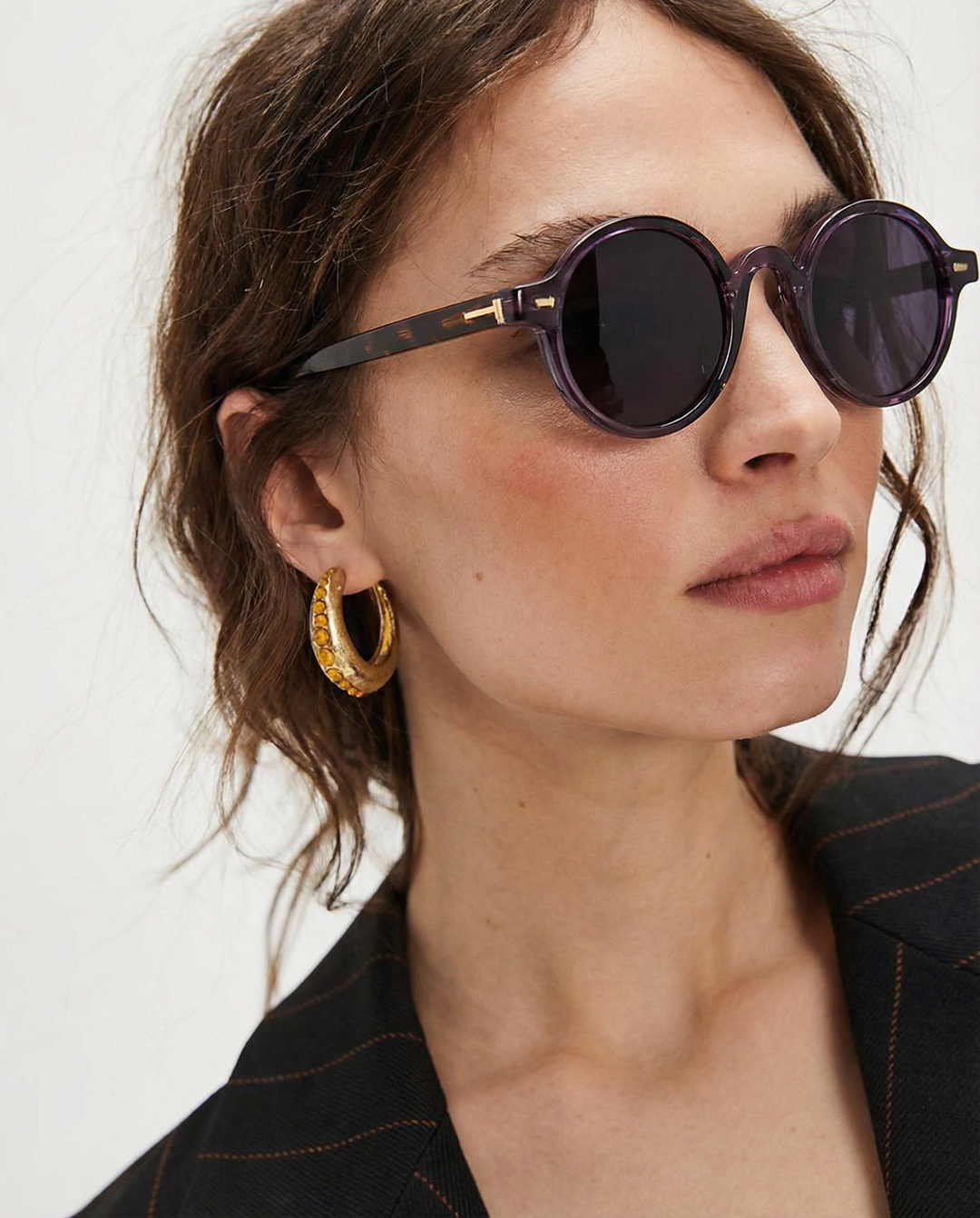 Translucent Round Acetate Sunglasses