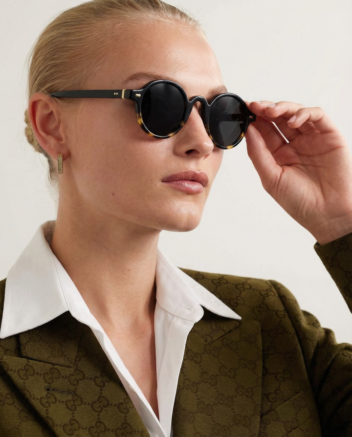 Translucent Round Acetate Sunglasses
