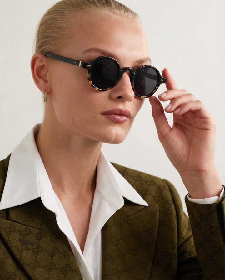 Translucent Round Acetate Sunglasses
