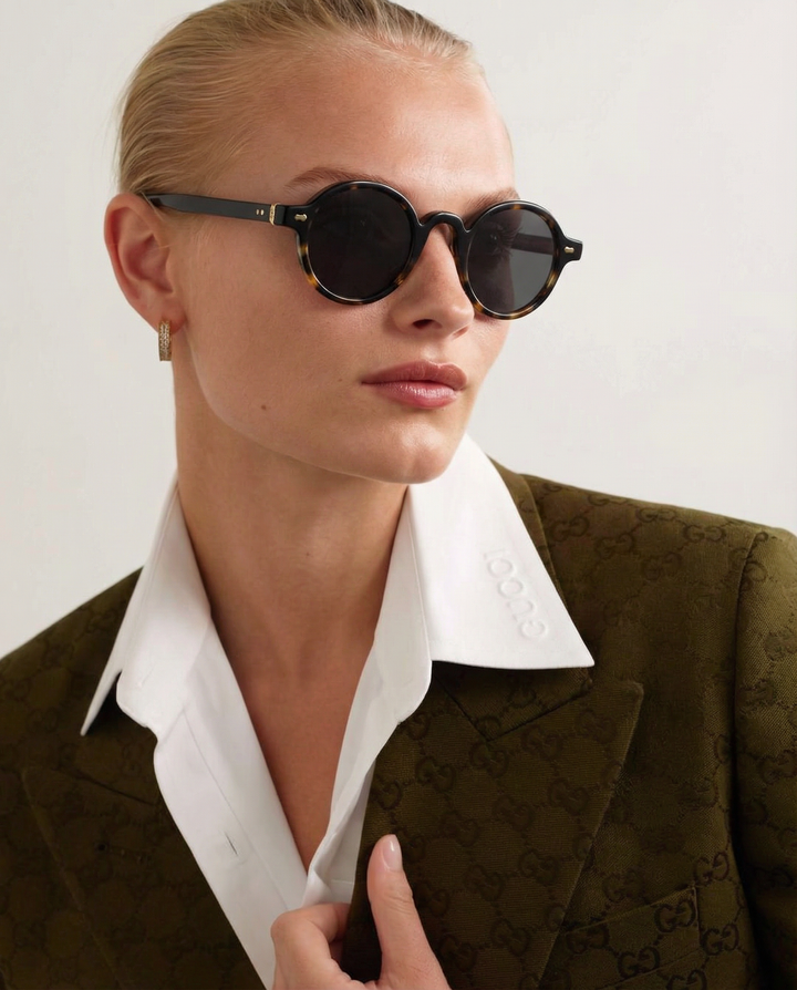 Translucent Round Acetate Sunglasses