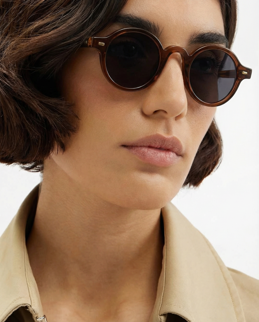 Translucent Round Acetate Sunglasses