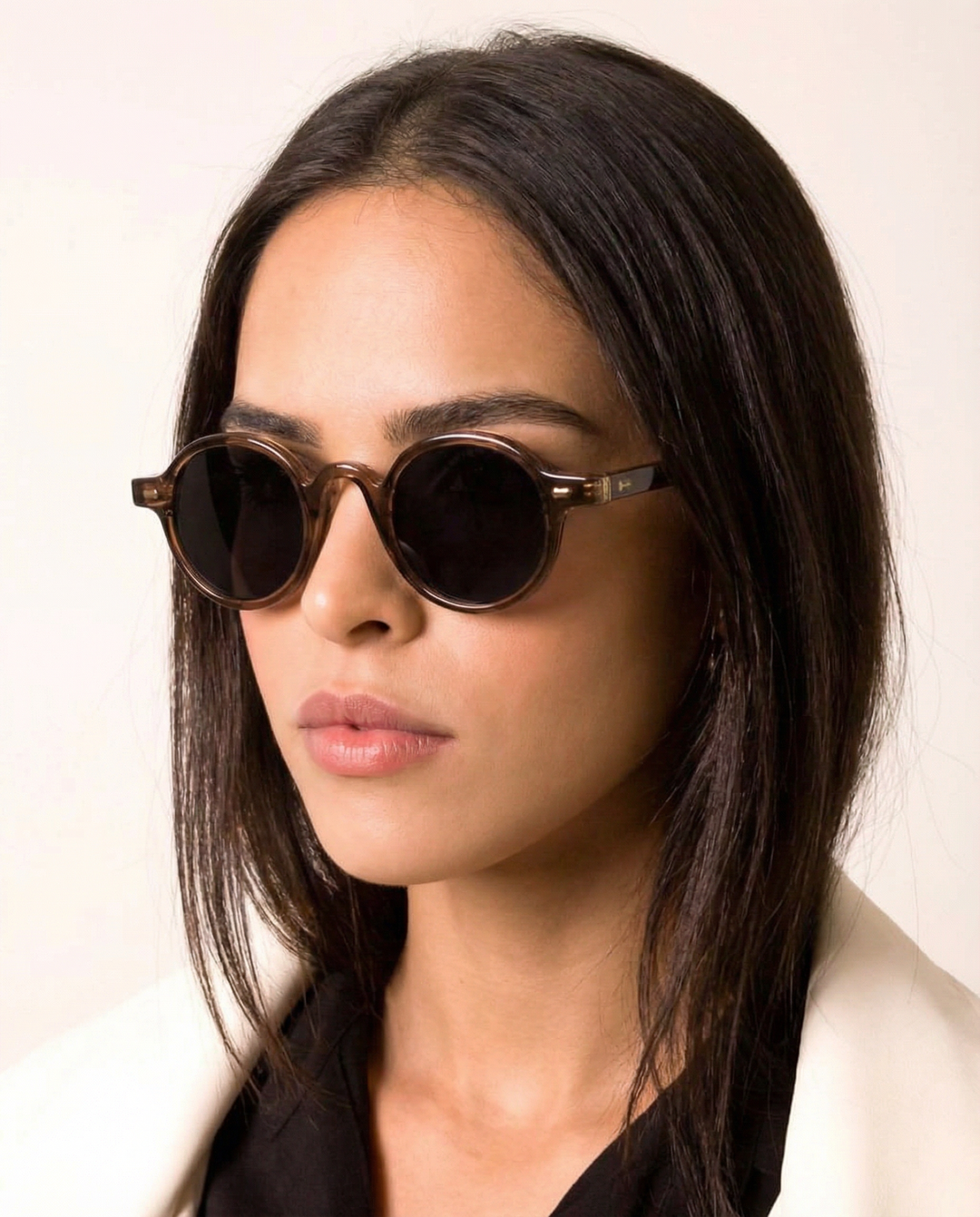 Translucent Round Acetate Sunglasses