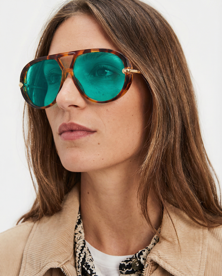 Double Bridge Metal Aviator Sunglasses