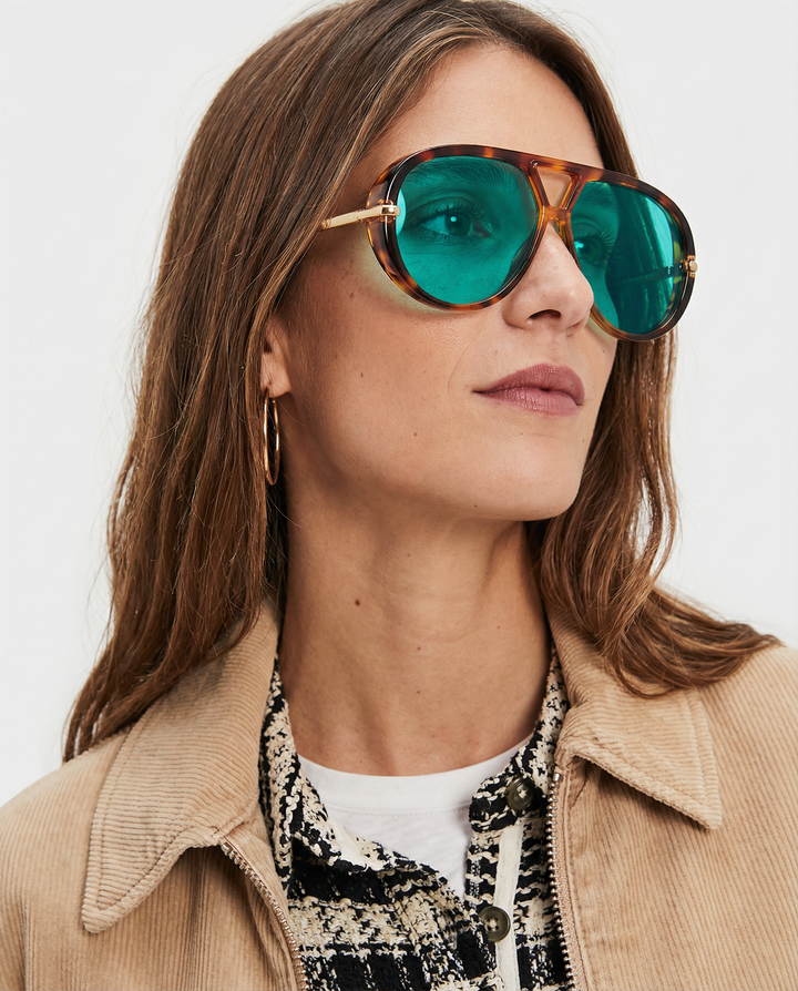 Double Bridge Metal Aviator Sunglasses