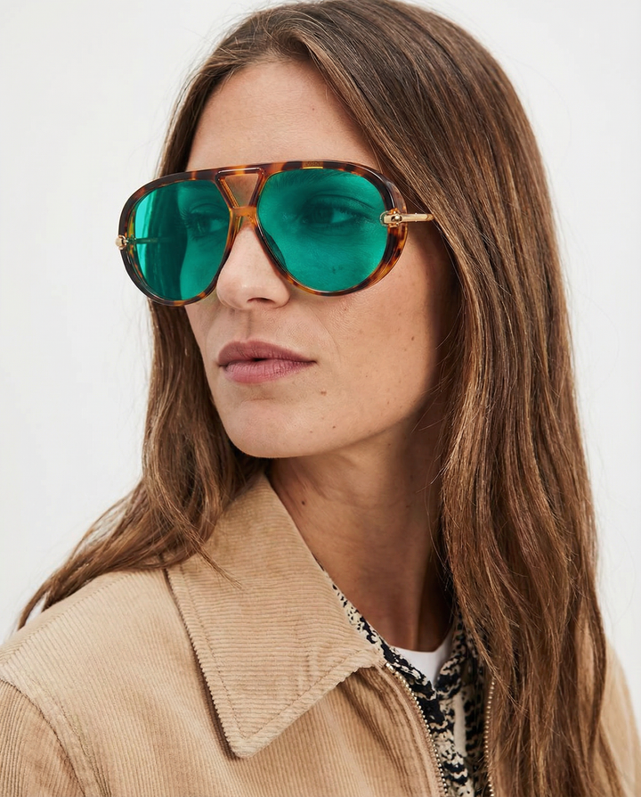 Double Bridge Metal Aviator Sunglasses