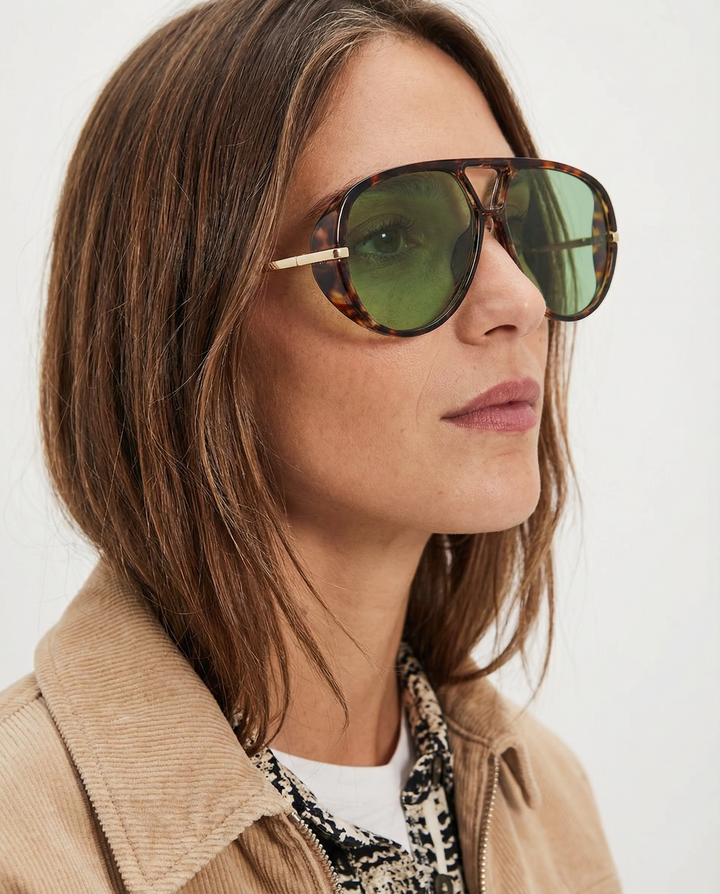 Double Bridge Metal Aviator Sunglasses