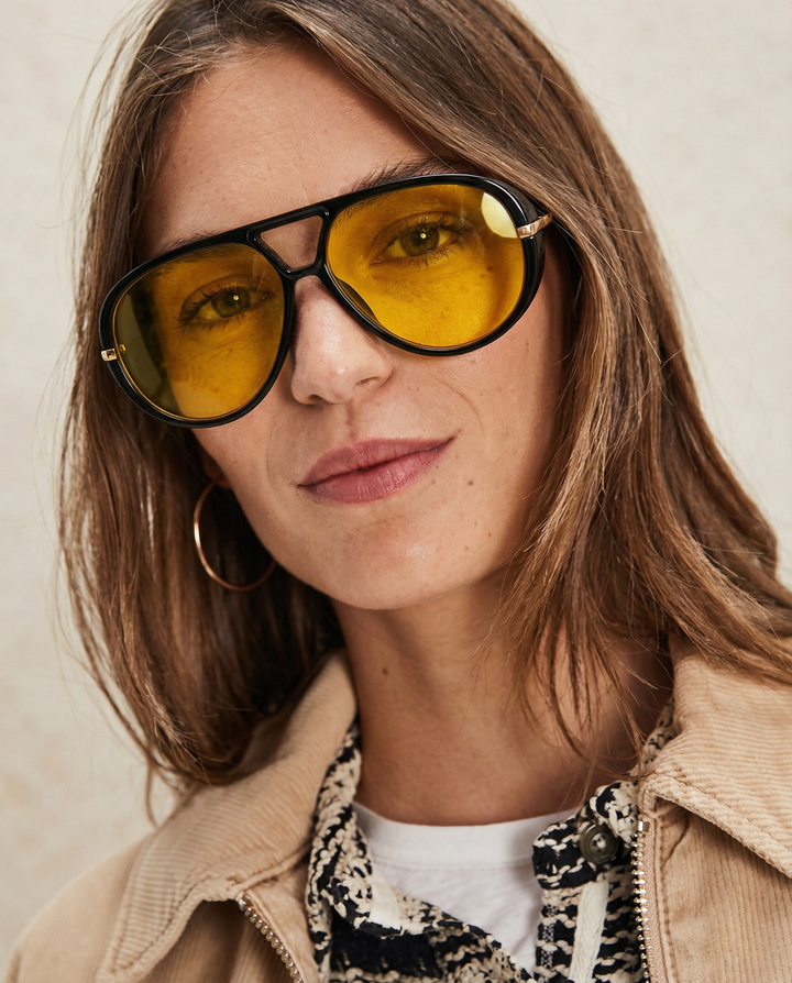 Double Bridge Metal Aviator Sunglasses