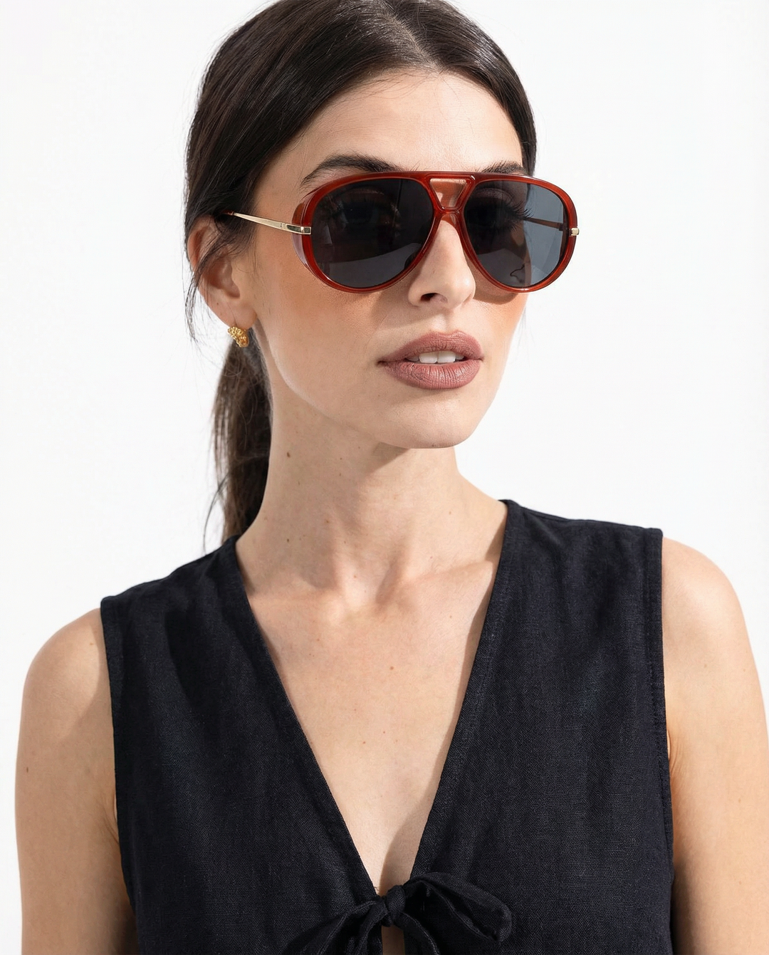 Double Bridge Metal Aviator Sunglasses