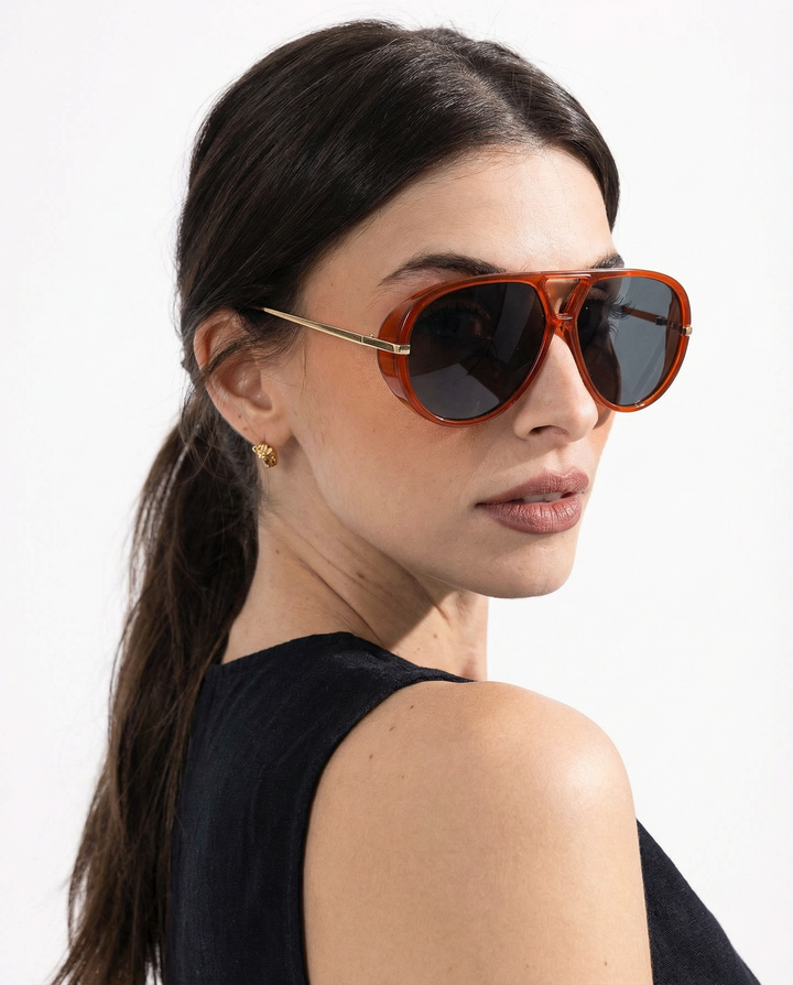Double Bridge Metal Aviator Sunglasses