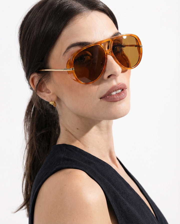 Double Bridge Metal Aviator Sunglasses