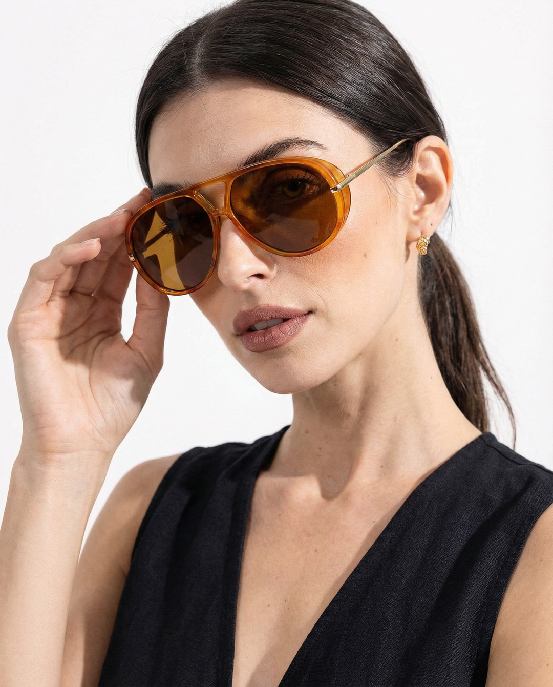 Double Bridge Metal Aviator Sunglasses