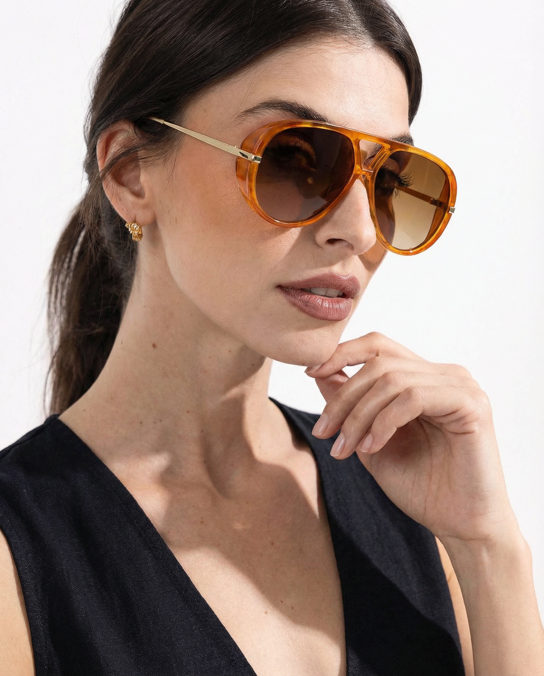 Double Bridge Metal Aviator Sunglasses