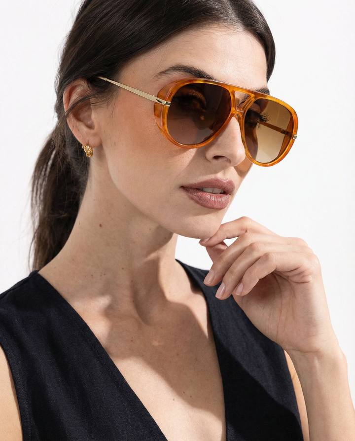 Double Bridge Metal Aviator Sunglasses