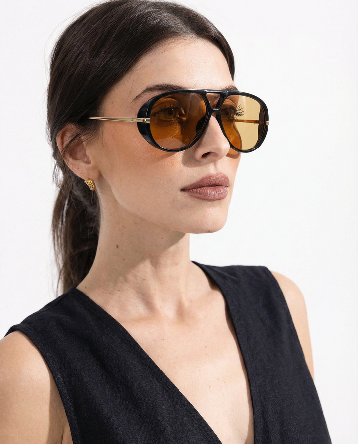 Double Bridge Metal Aviator Sunglasses