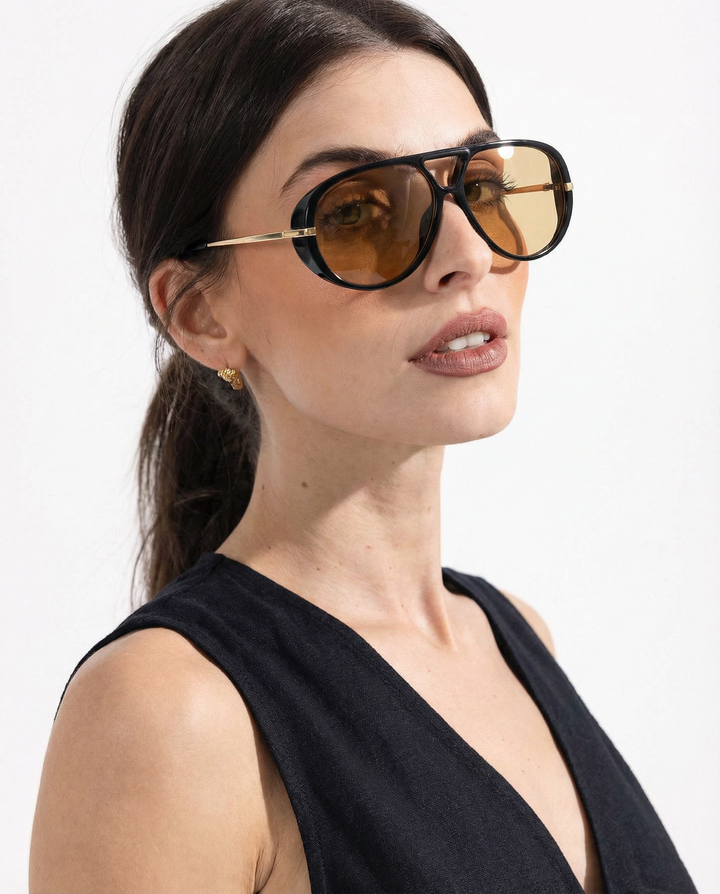 Double Bridge Metal Aviator Sunglasses