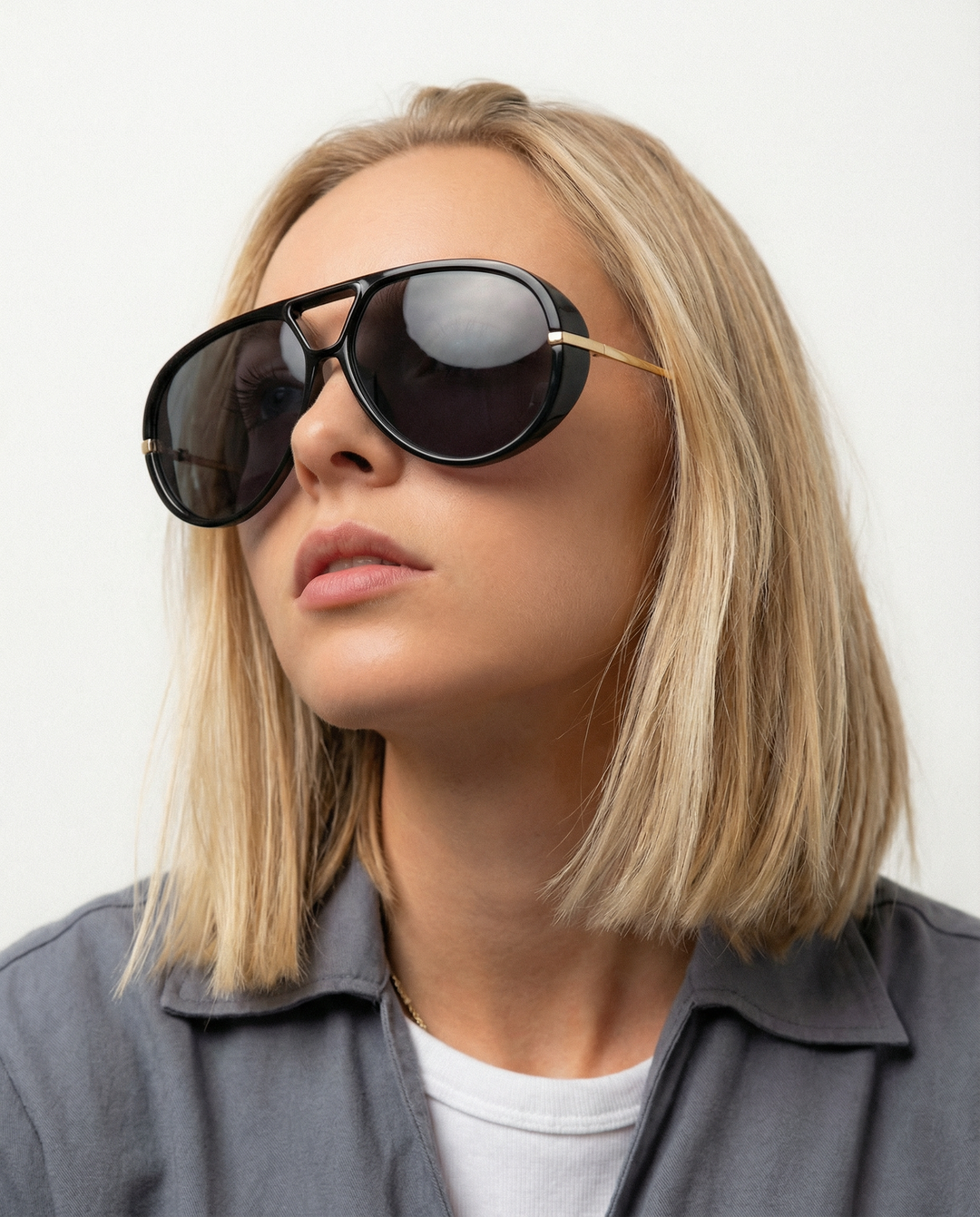 Double Bridge Metal Aviator Sunglasses