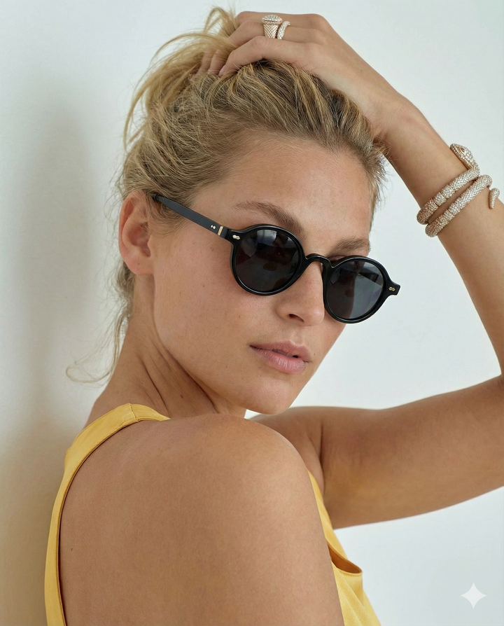 Translucent Round Acetate Sunglasses