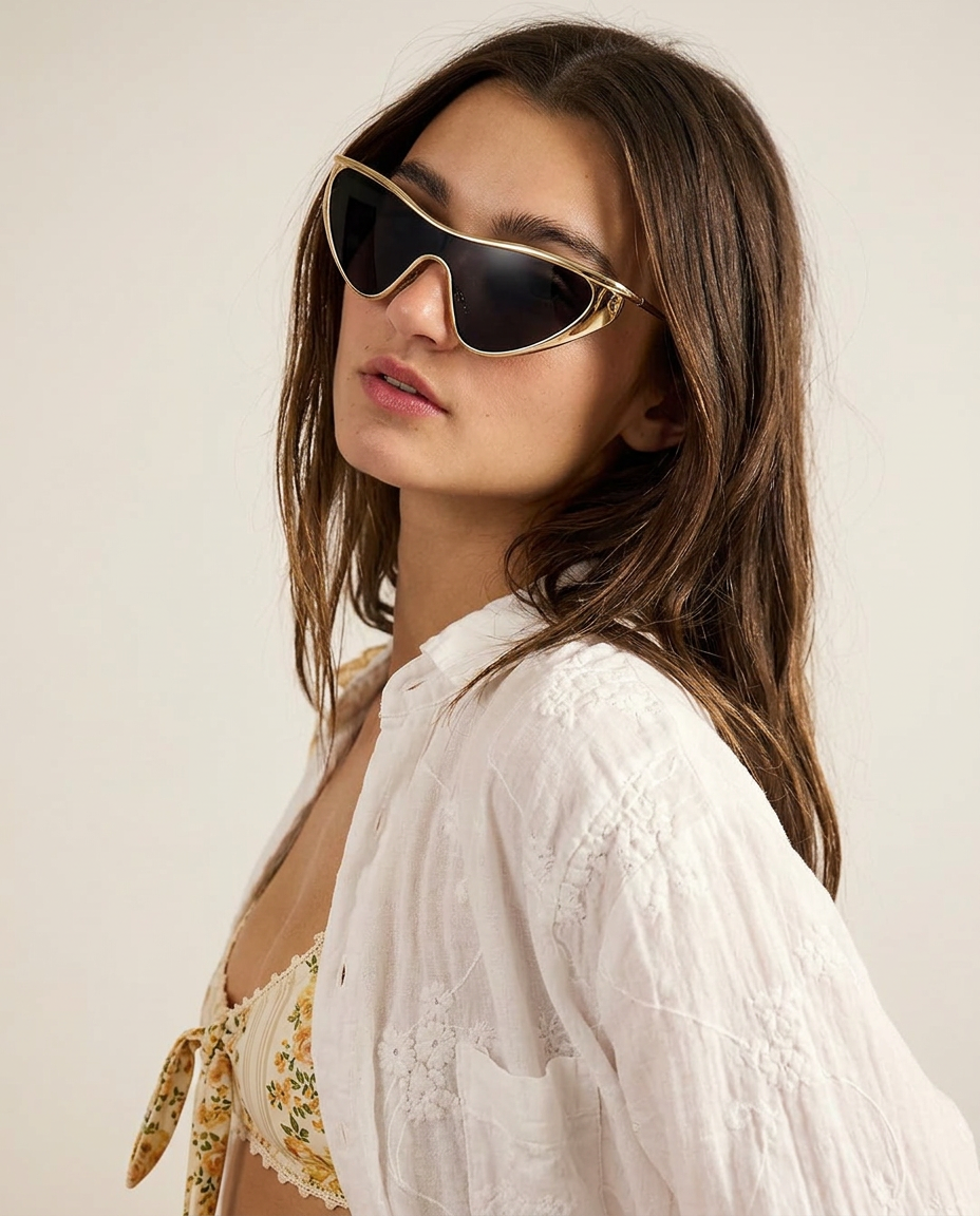 Curved Single Lens Shield Sunglasses
