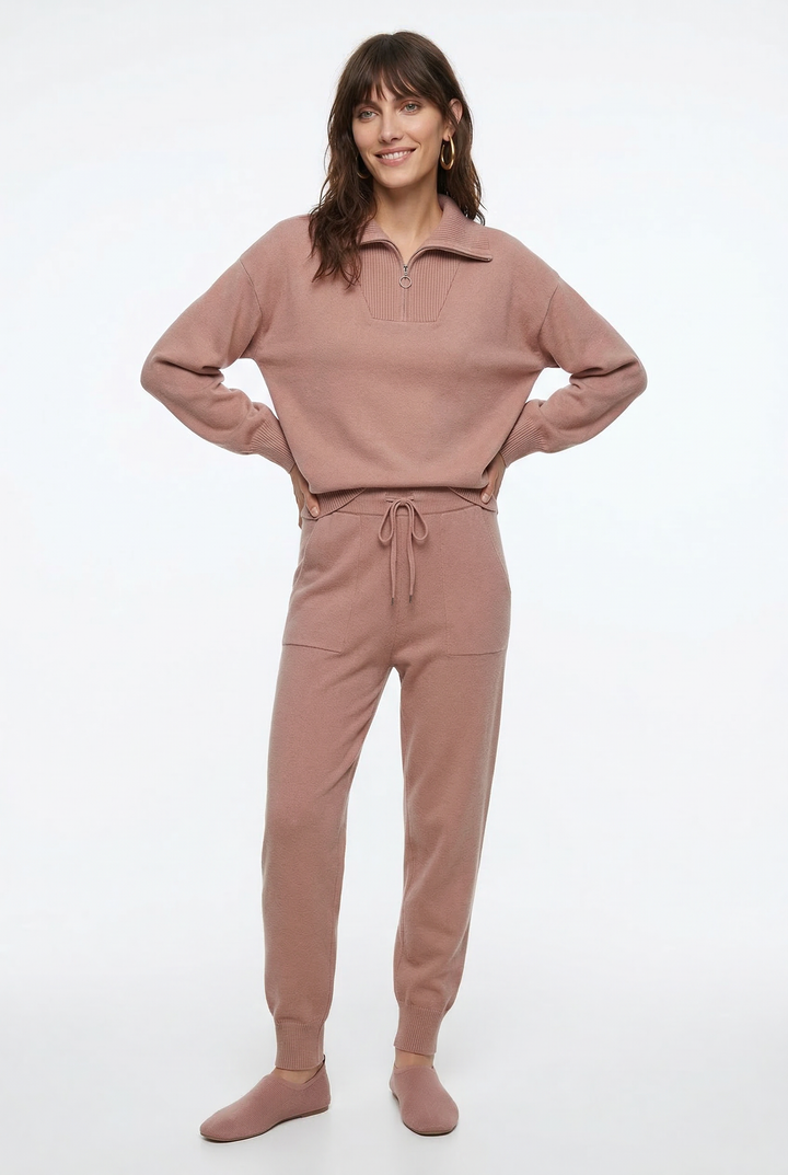 Thomasine | Half Zip Knit Two Piece Set