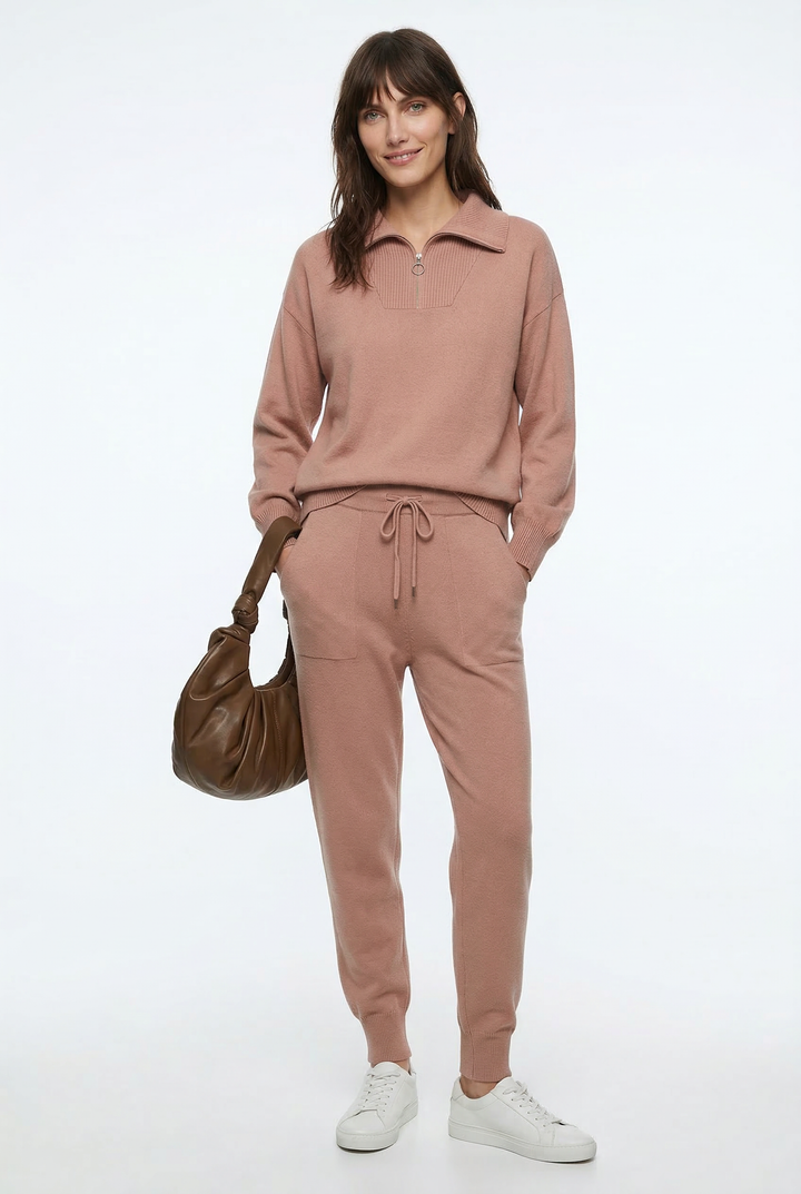 Thomasine | Half Zip Knit Two Piece Set