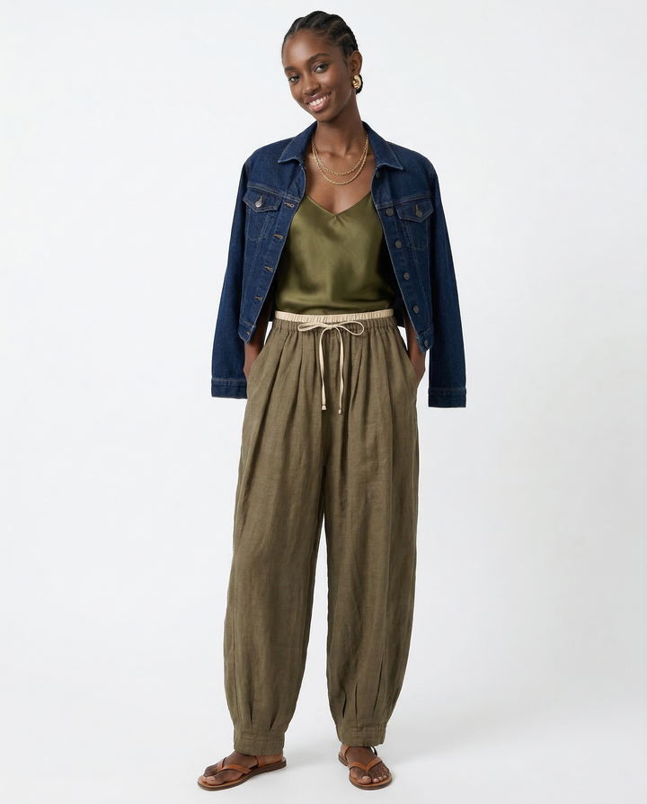 Daphne | 100% Linen Tapered Trousers