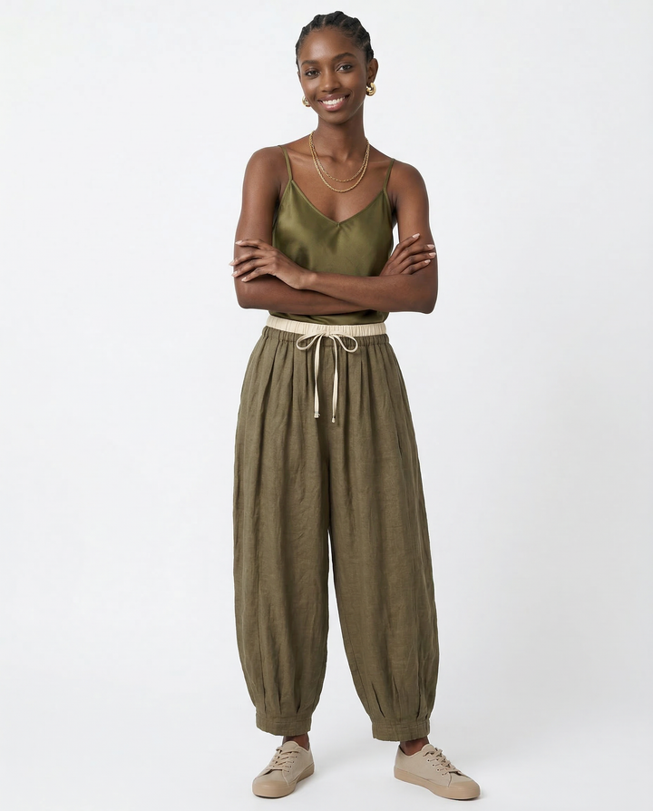 Daphne | 100% Linen Tapered Trousers
