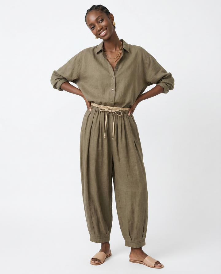 Daphne | 100% Linen Tapered Trousers
