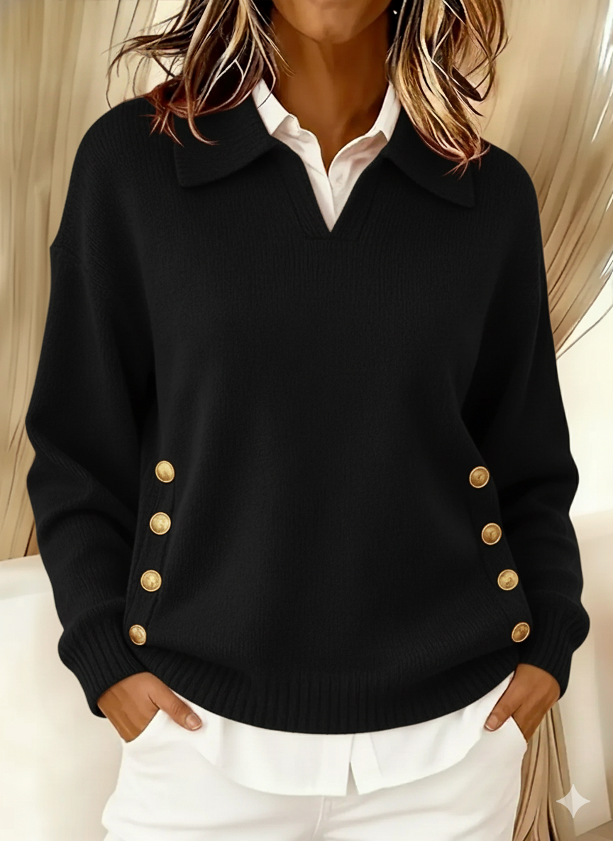 Doriane | Side Button Collar Sweater