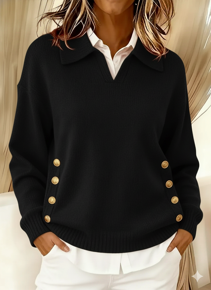 Doriane | Side Button Collar Sweater