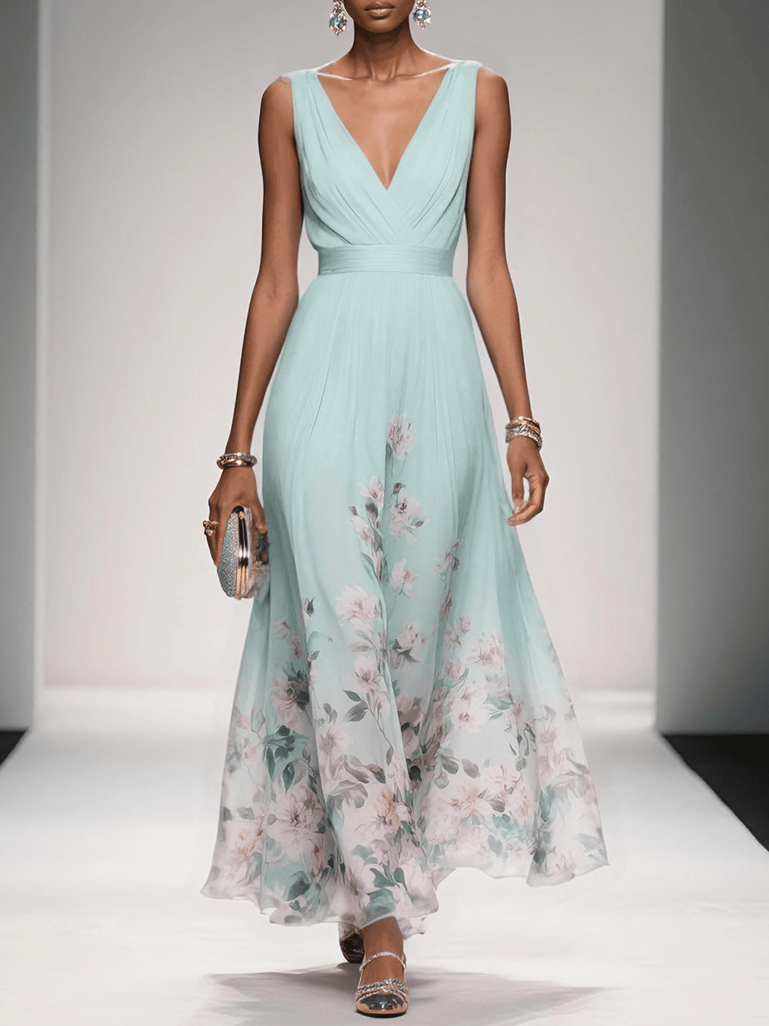 Marise | Deep V Floral Occasion Dress
