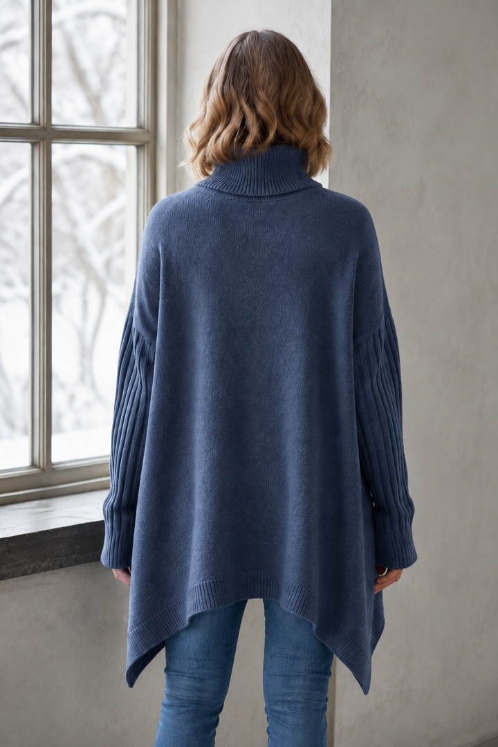 Deborah | Ribbed Turtleneck Sweater - Blue