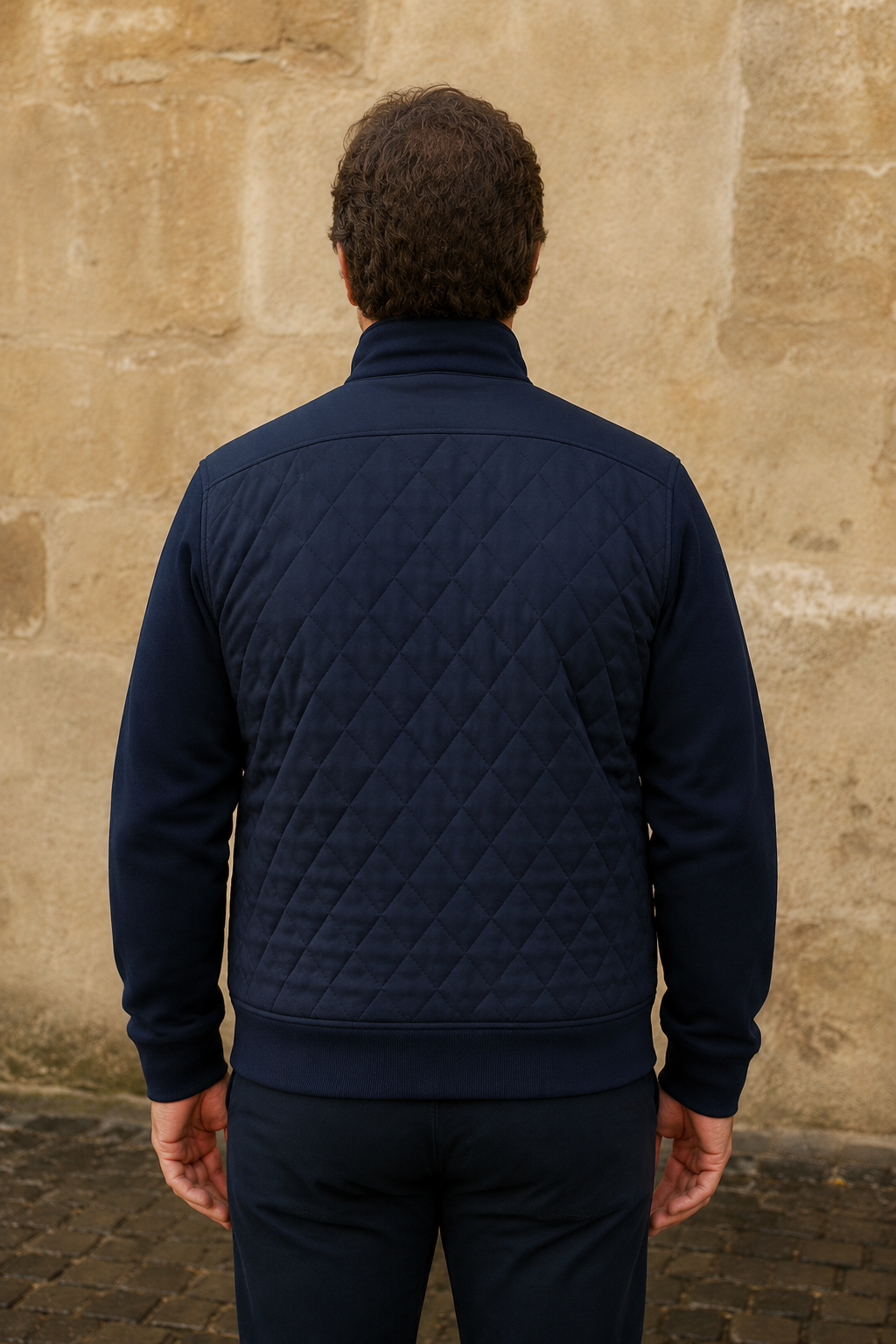 Diamond Quilted Stand Collar Jacket - back