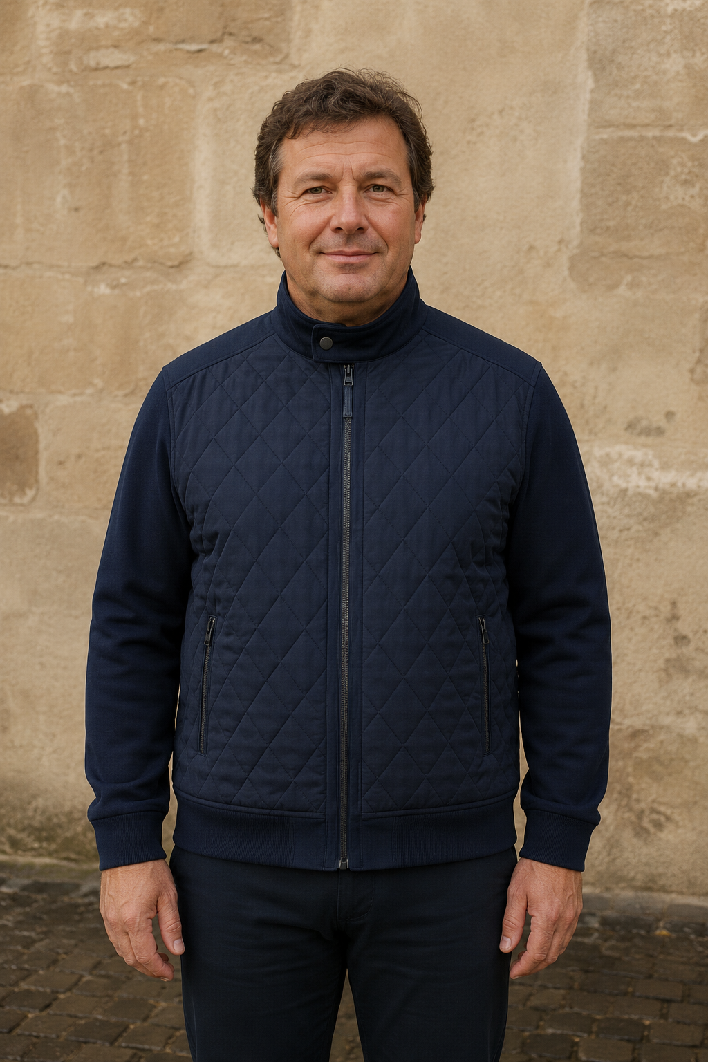 Diamond Quilted Stand Collar Jacket - hero closed