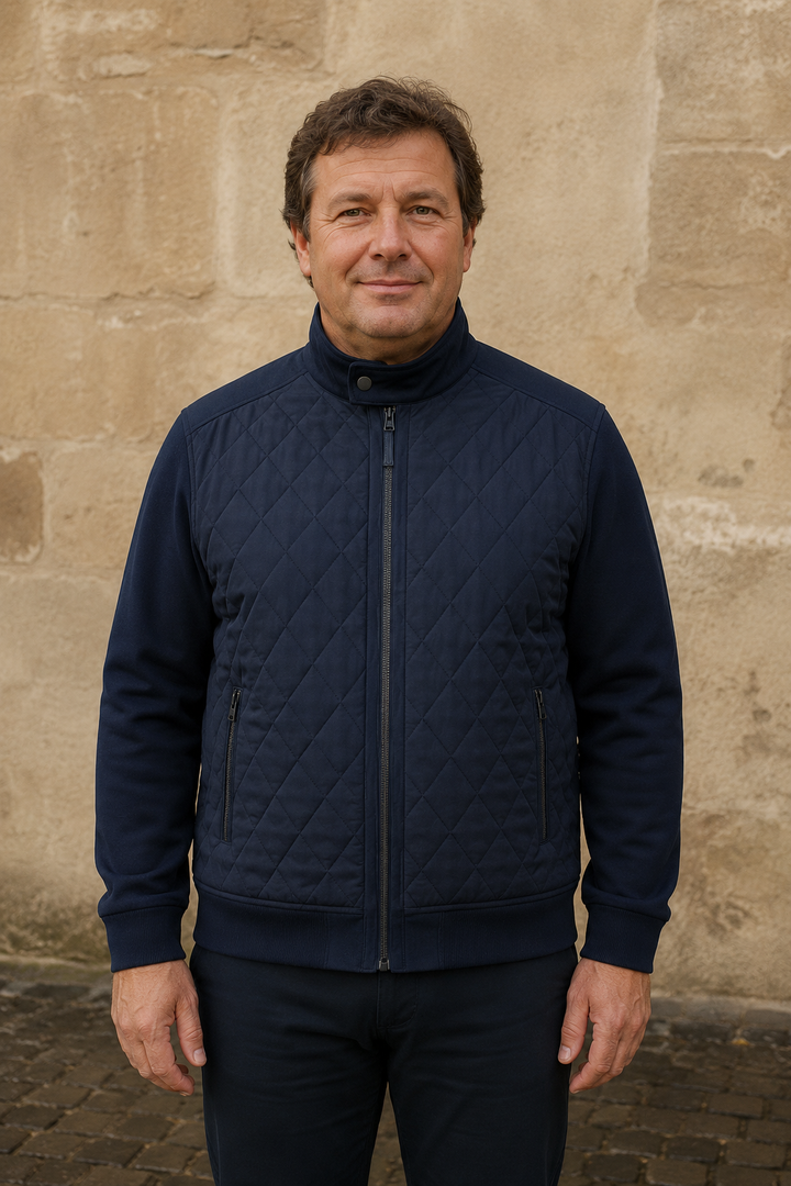 Diamond Quilted Stand Collar Jacket - hero closed