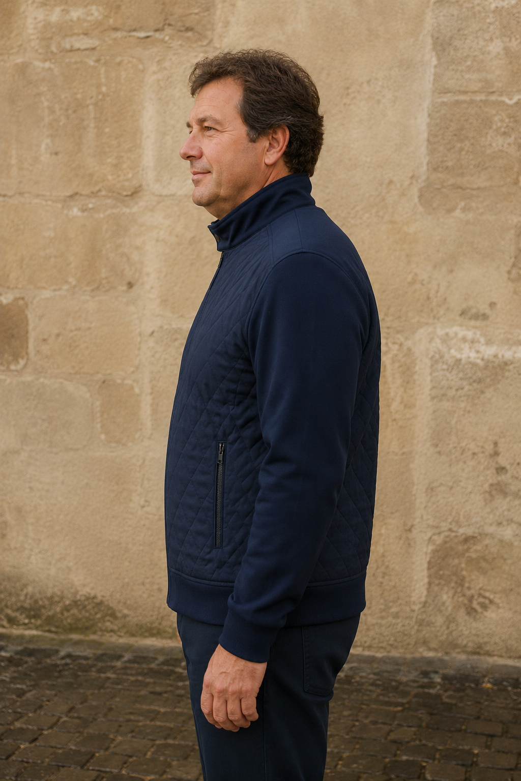 Diamond Quilted Stand Collar Jacket - side
