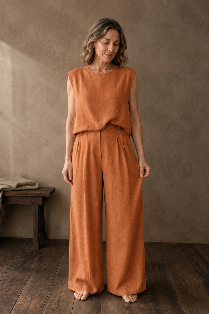 Donatienne | Tank and Wide Trouser Set - Orange
