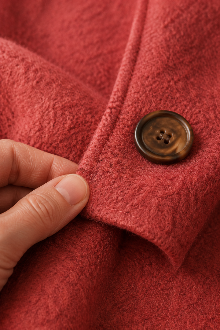 Dorothea | Cotton Blend Mid-Length Coat - fabric close-up