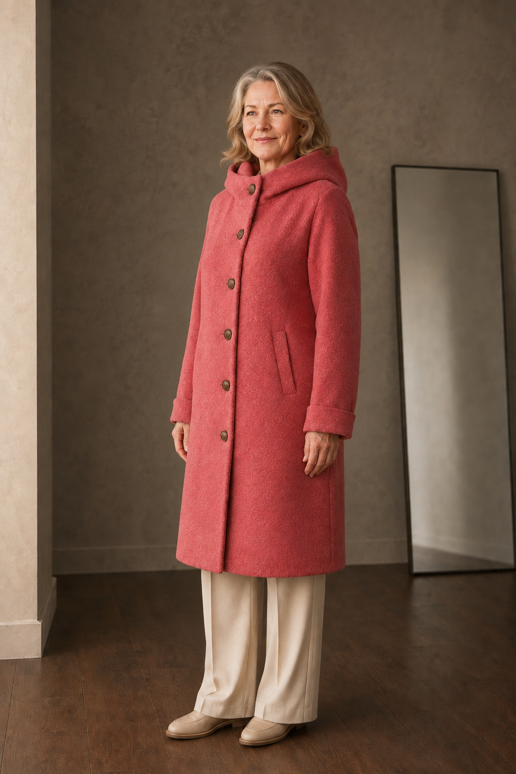 Dorothea | Cotton Blend Mid-Length Coat - Pink