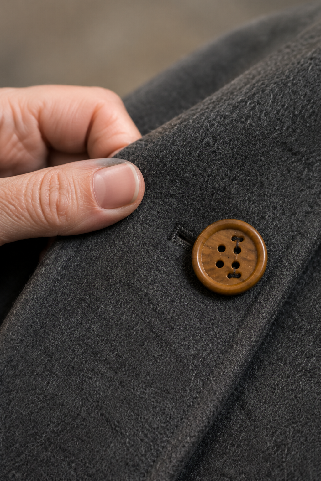 Double Faced Wool Collarless Coat - fabric close-up