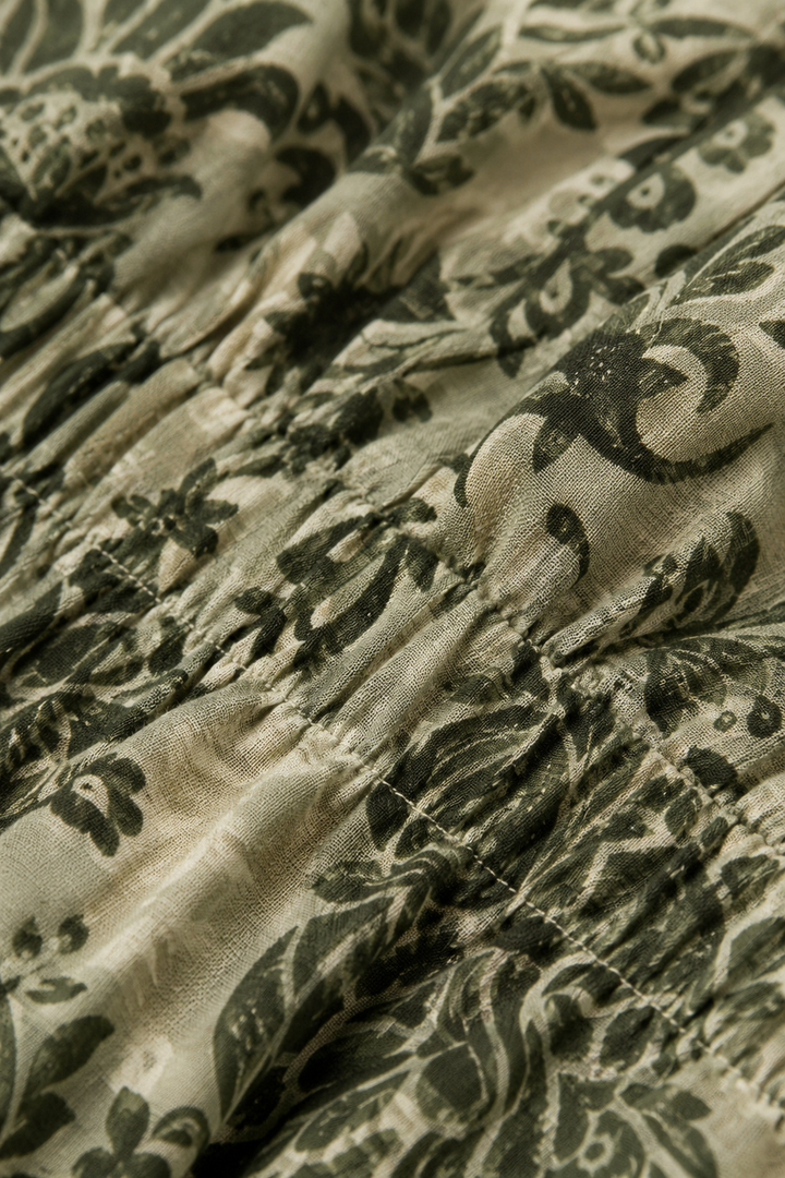 Patchwork Print Short Sleeve Maxi Dress - fabric close-up